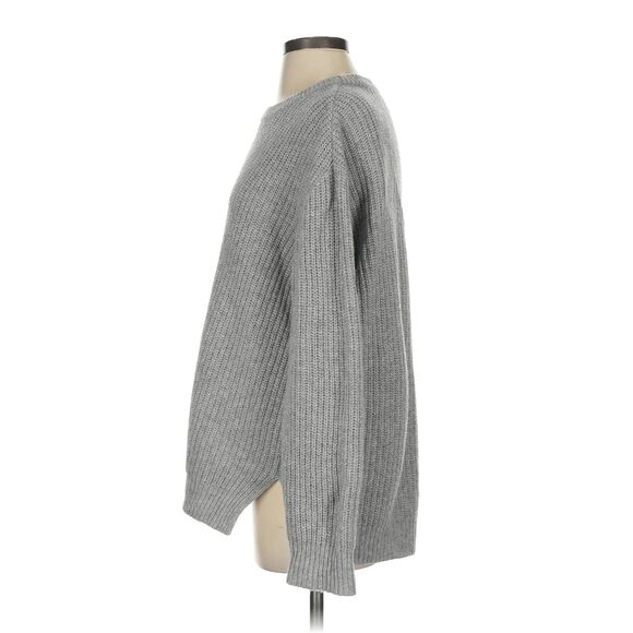 Bomshe Wool Sweater Lightweight Oversize Crew Neck Rib Knit Sweater Gray Sz XS/S - Picture 5 of 6